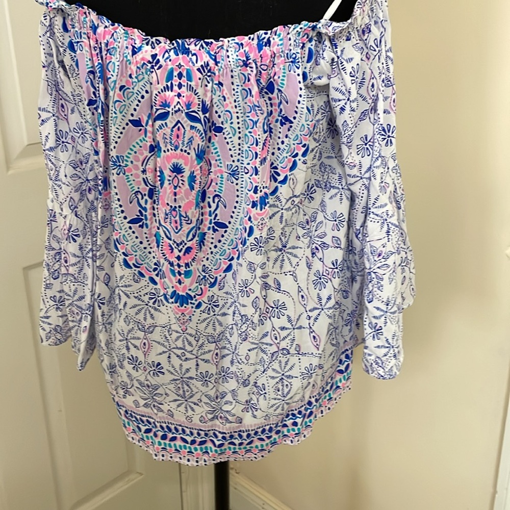 Lily Pulitzer off shoulder blouse, size large - Picture 4 of 5